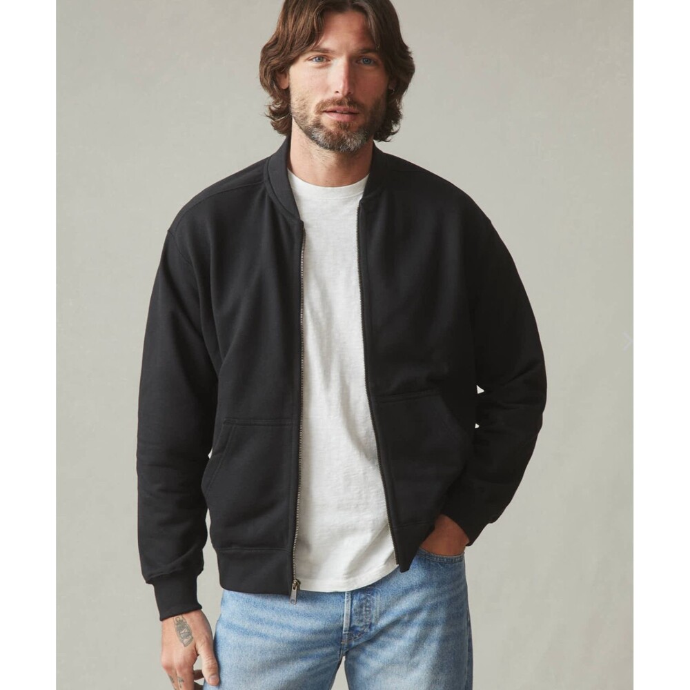 American Giant Jacket Mens Small Black Fleece Full Zip Sweatshirt Bomber NWT
